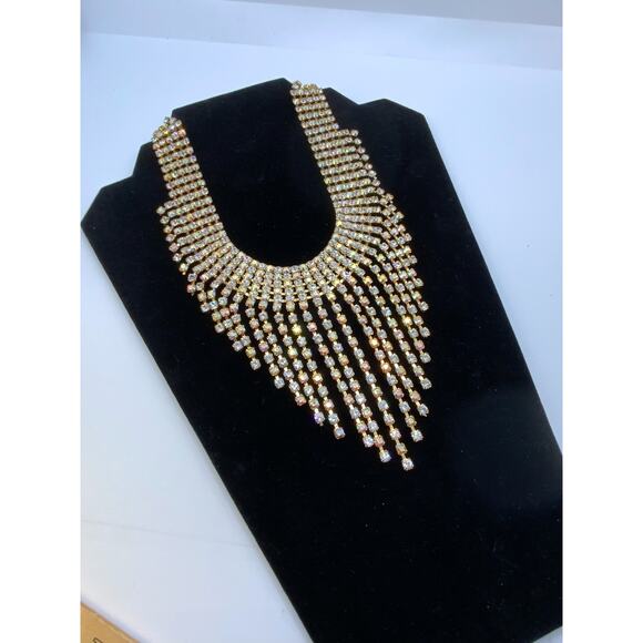 1970's VTG Las Vegas SHOWGIRL STAGE Rhinestone Choker AURORA BOREALIS - Picture 5 of 11